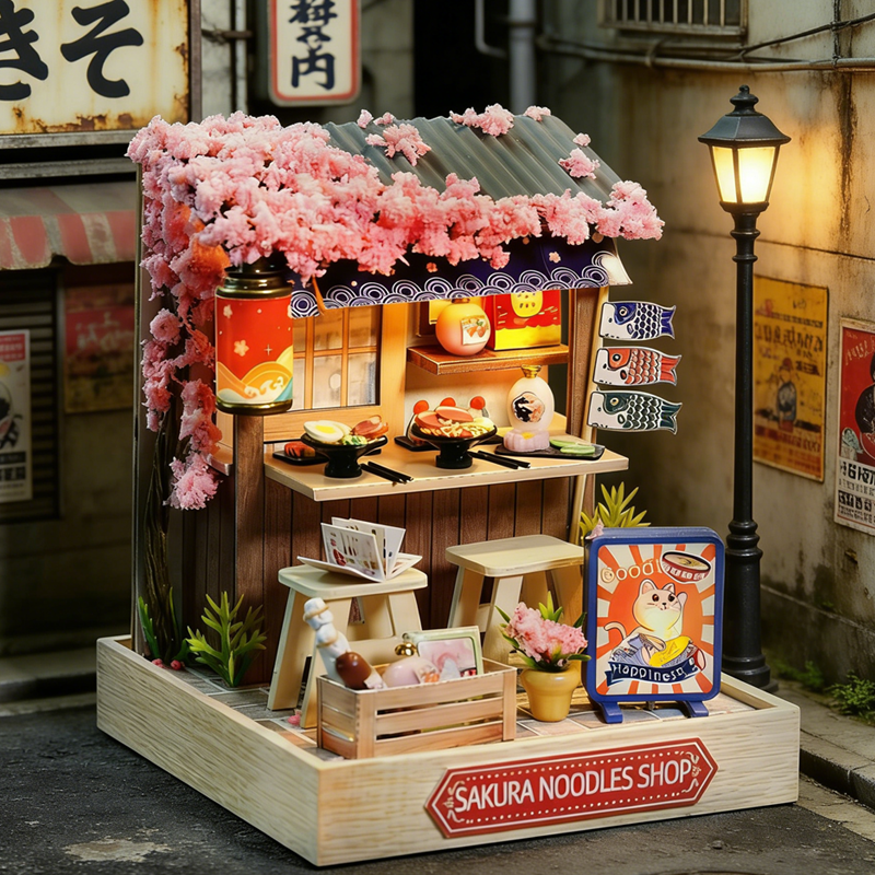 Woodworking Kits For Kids - Mini Dollhouse Kit Sakura Street Cafe