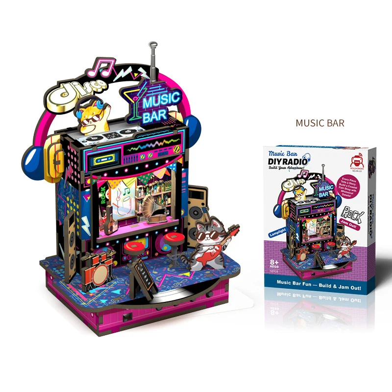 New Cute Bookstore Music Box   - Woodworking Kits For Kids recensione e prezzo