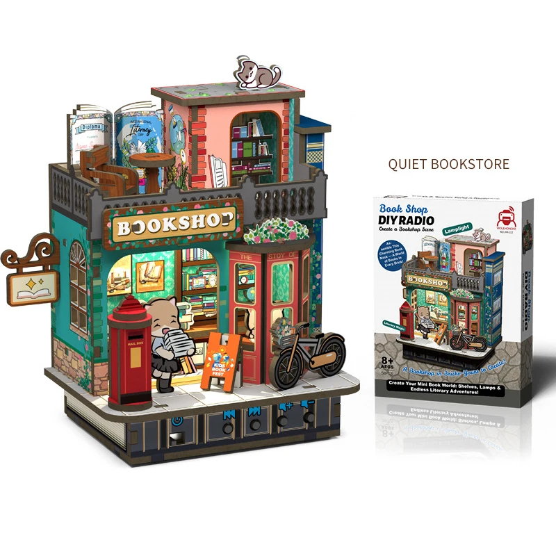 New Cute Bookstore Music Box   - Woodworking Kits For Kids recensione e prezzo